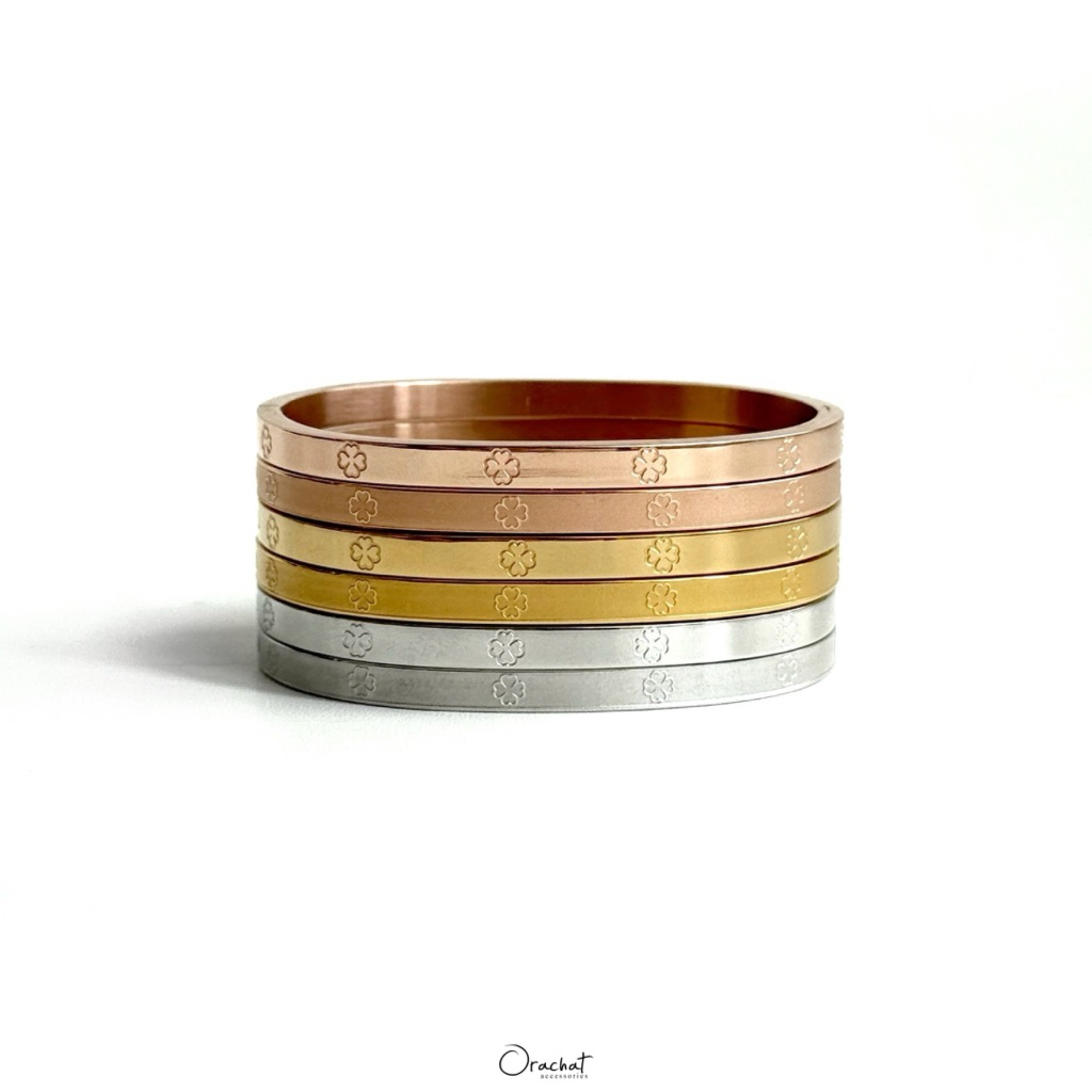 Orachat | Best clover 14k bangle. (กำไลตัวเรือนสแตนเลส)