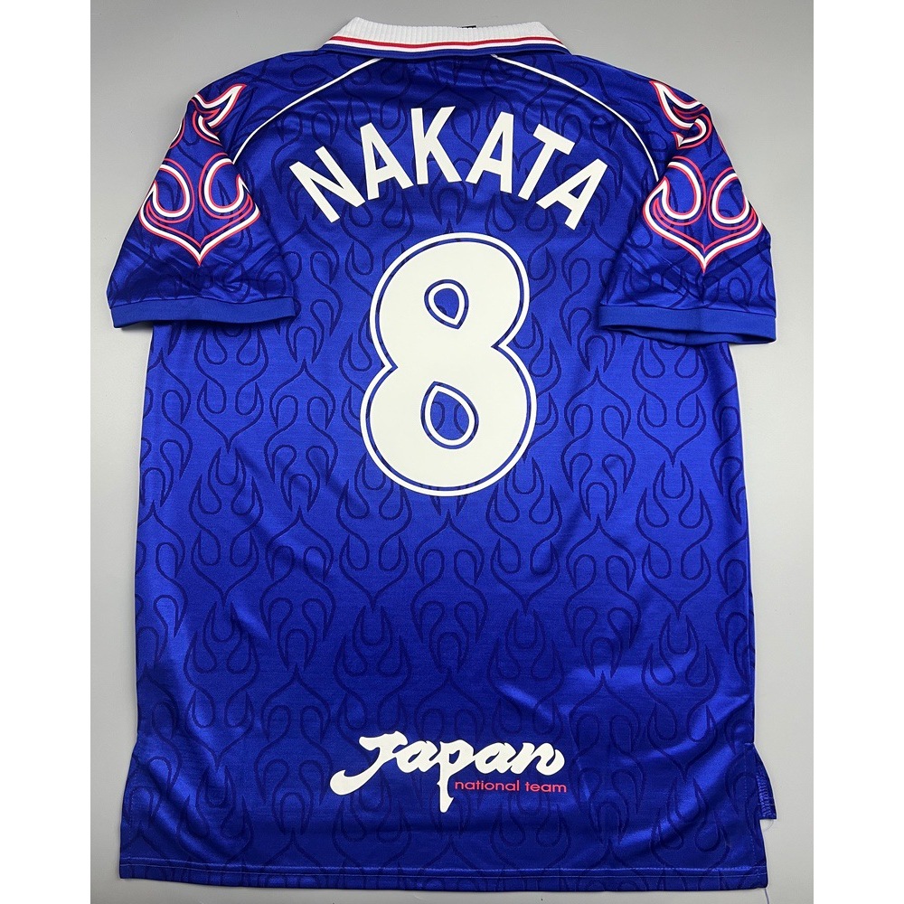 เสื้อบอล ย้อนยุค ทีมชาติ ญี่ปุ่น 1998 เหย้า ลายไฟ Retro Japan Home 8 NAKATA เรโทร คลาสสิค สินค้าอยู่