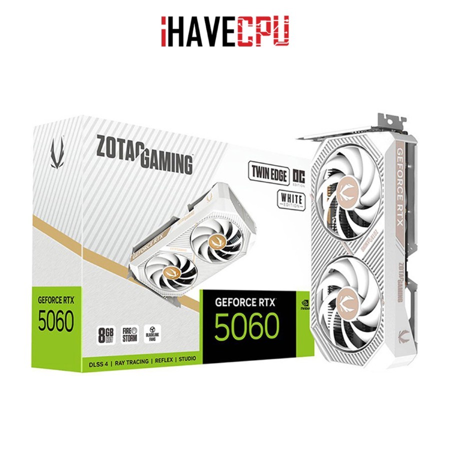 iHAVECPU VGA(การ์ดจอ) ZOTAC GAMING GEFORCE RTX 5060 TWIN EDGE OC WHITE EDITION - 8GB GDDR7 (ZT-B5060