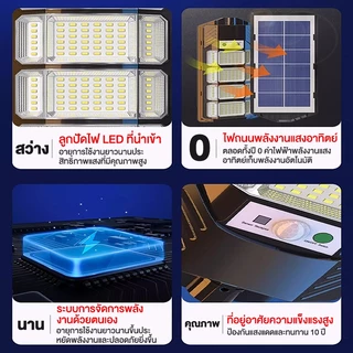 🔥ซื้อ 1 แถม 1🔥 ไฟโซล่าเซลล์ 9000,000W ไฟถนนโซล่าเซลล์ IP67 กันน้ำและกันฟ้าผ่ Solar Light สว่างขึ้นโดยอัตโนมัตตอนกลางคืน