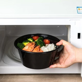 (50 ชิ้น/แพ็ค) ถ้วยพลาสติกใส่อาหาร พร้อมฝา วัสดุ PP กล่องสีดำ แบบแพ็ค ขนาด 1750ML