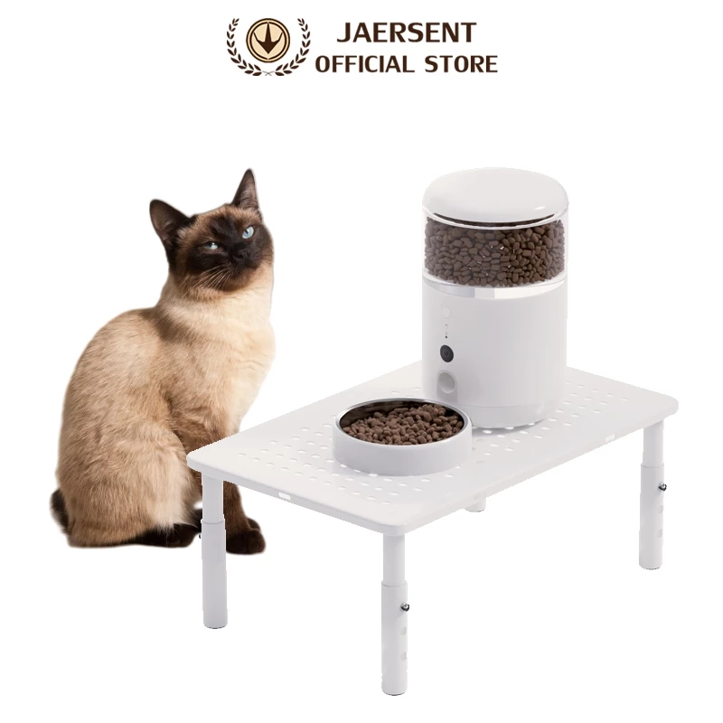 JAERSNET Raised Stand ฐานเพิ่มความสูงสำหรับเครื่องให้อาหาร ปกป้องกระดูกสันหลังของแมวของคุณ ปรับความสูงได้ 10-12-14ซม.