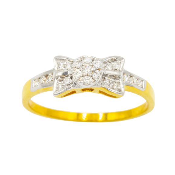 Happy jewelry แหวนเพชร แหวนโบว์ มีบ่าข้าง 🎀 แหวนทองเพชรแท้ ทองแท้ 37.5% ME869