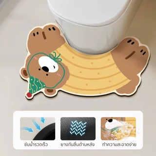 พรมชักโครกลายการ์ตูนน่ารัก พรมปูพื้นห้องน้ำรูปตัว Uแห้งไว พรมซิลิโคนไดอะตอมไมต์ กันลื่นดูดซับน้ำได้ดี พรมเช็ดเท้า40*65cm