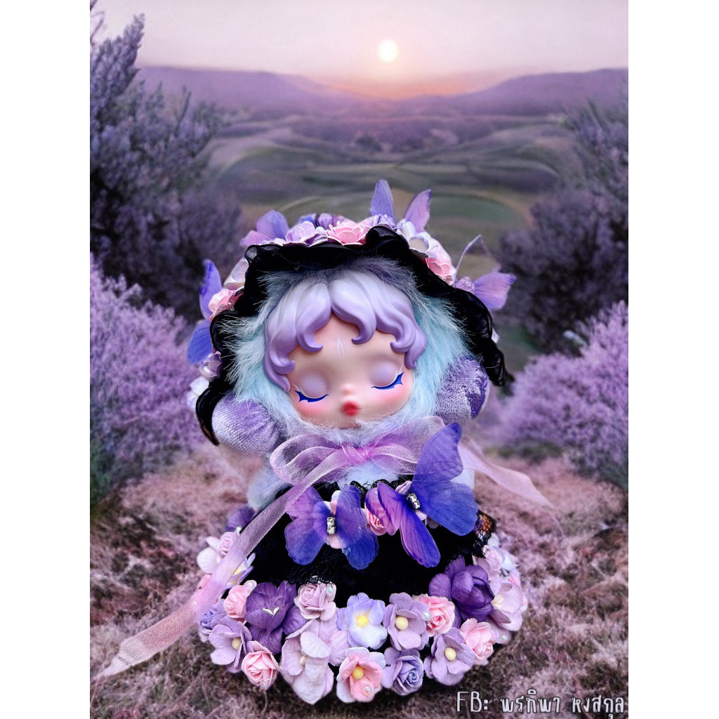 ชุดSkullpandaติดดอกไม้รอบชุด+ผีเสื้อ