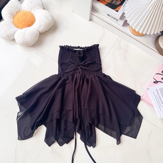 เสื้อเกาะอกรูดหน้าชีฟอง ( อก32-48 ) 🎀 ทรงแมงกระพรุน