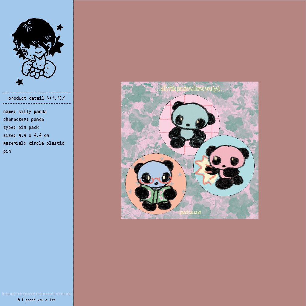 silly little panda / pin pack / 3 pcs in 1 pack