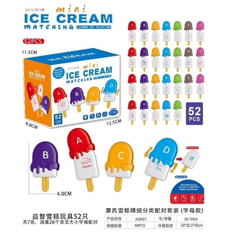 Ice cream Letter & Number & Shape Matching : จับคู่ ไอติม ไอศกรีม ตัวอักษร A-Z ตัวเลข จำนวน รูปร่าง 