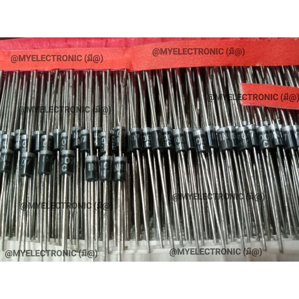 1N4007 แพ็คมี10pcs ไดโอด 1A1000V DIODE SILICON ตัวถัง DO-41 RECTIFIER ราคา