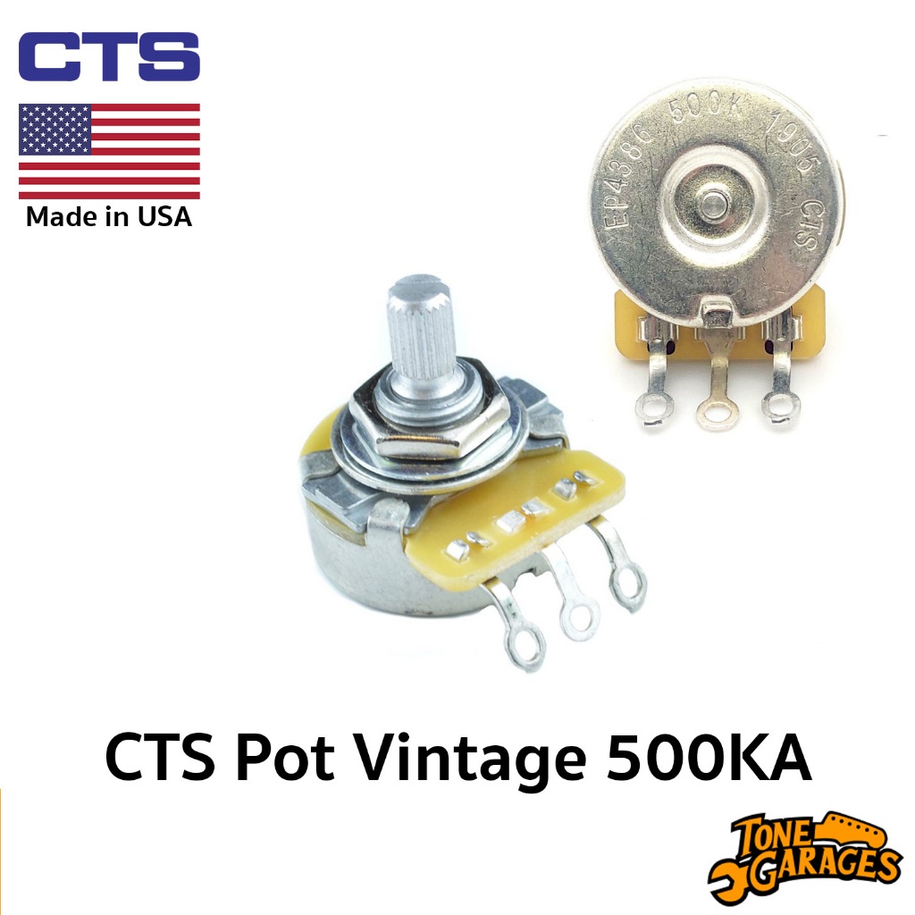 CTS Pot Split Shaft Vintage ก้นบุ๋ม 500KA (Tone/Volume)
