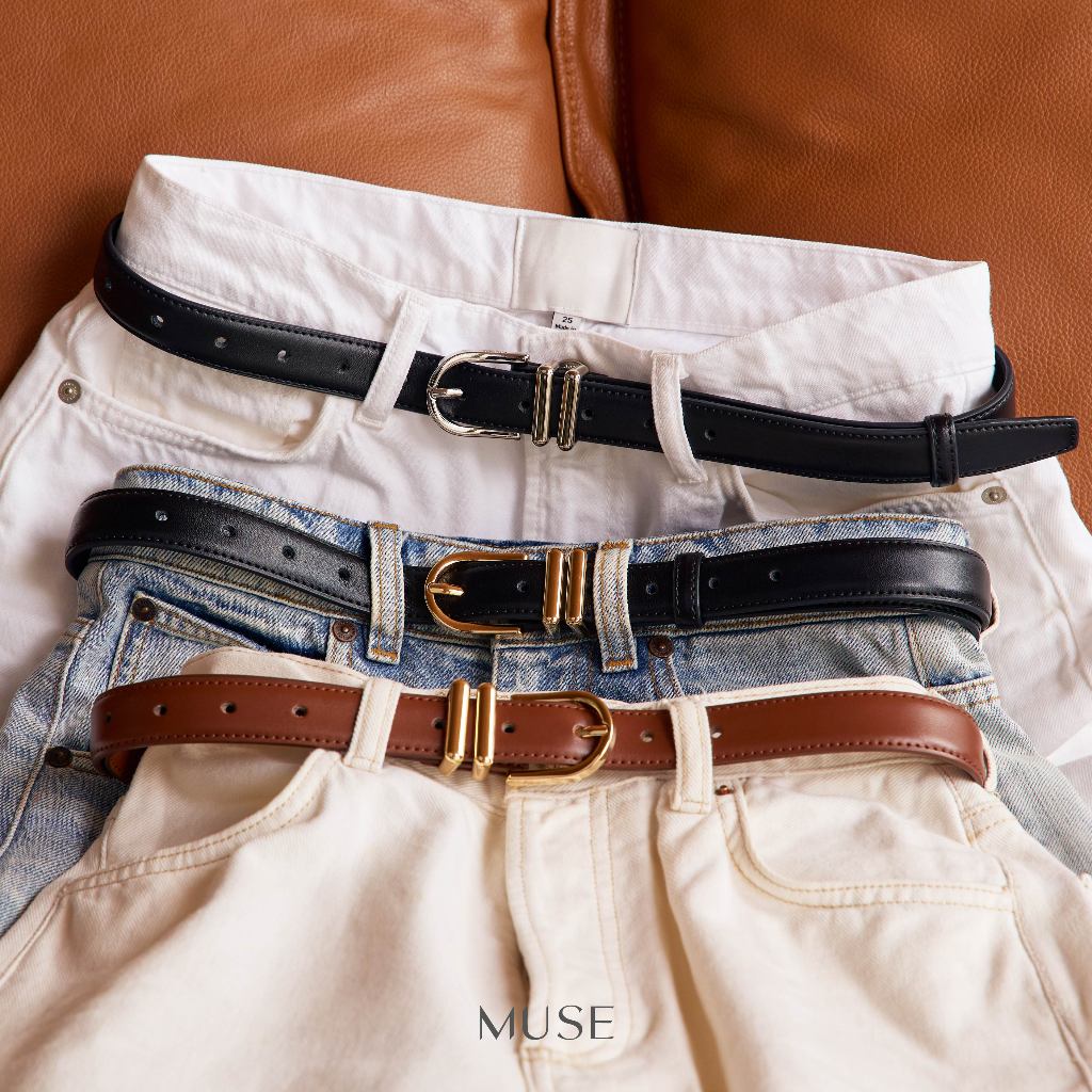 (พร้อมส่ง)MUSE - Double Loops Buckled Belt
