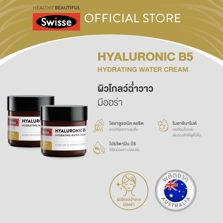 [แพ็คคู่  ] Swisse Skincare Hyaluronic B5 Hydrating Water Cream