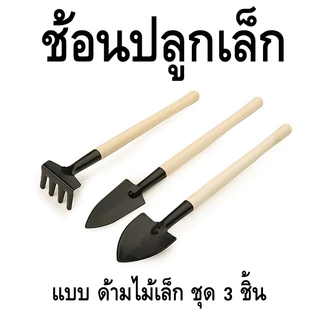 ช้อนปลูกเล็ก ด้ามไม้ ชุด 3 ชิ้น ช้อนพรวนดิน ช้อนปลูกต้นไม้เด็ก