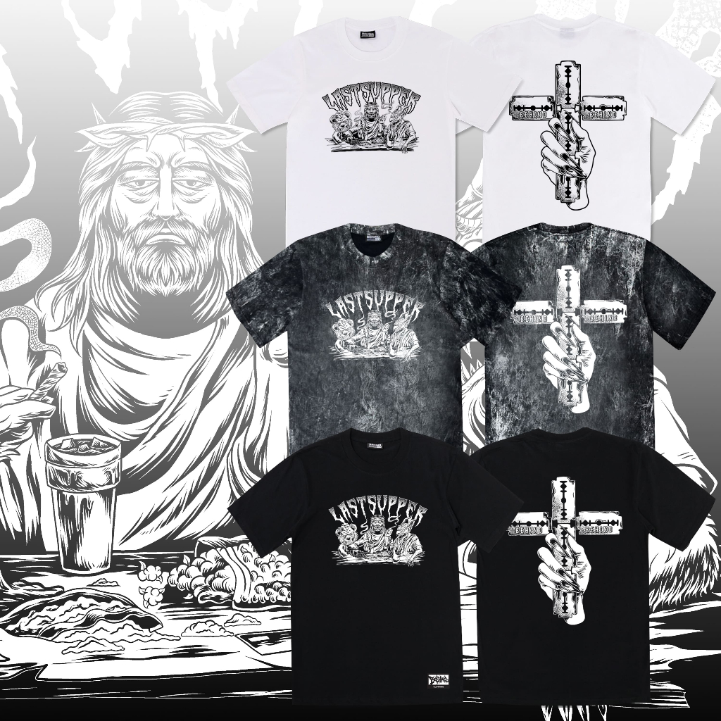 BEHIND เสื้อยืด “ LASTSUPPER “ แขนสั้น แขนยาว แนวสตรีท Oversize เสื้อยืดชาย หญิง