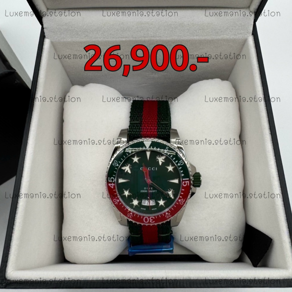 🇹🇭👜[พร้อมส่ง]: Gucci Dive Quartz Green Watch 40 mm. ‼️ก่อนกดสั่งรบกวนทักมาเช็คสต๊อคก่อนนะคะ‼️