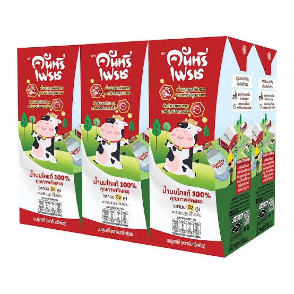 Country Fresh Uht Milk Pack6 คันทรีเฟรชนมยูเอชที 100% แพค6