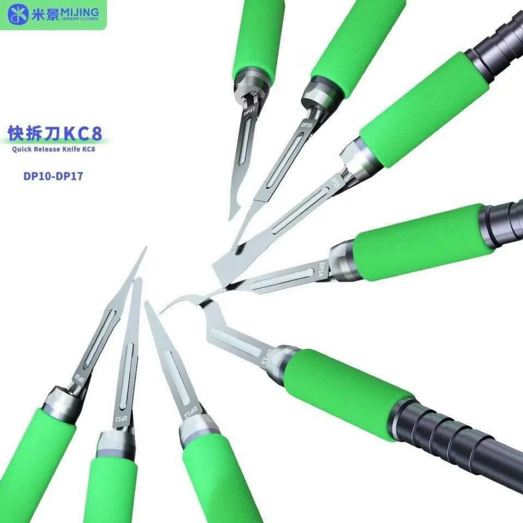 Mijing KC8 มีดแกะสลักเมนบอร์ด CPU กาวดำ ใบมีด8ชิ้น