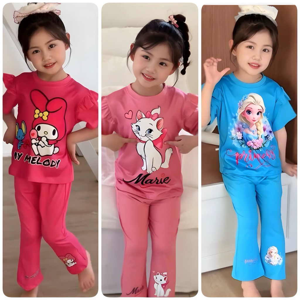 🌷ชุดเซ็ตเด็ก เสื้อแขนปีกนก-กางเกงขาม้า ผ้าเด้ง นิ่ม พรีเมี่ยม ใส่สบาย เสื้อผ้าเด็กผู้หญิง ชุดเด็กผู้หญิง