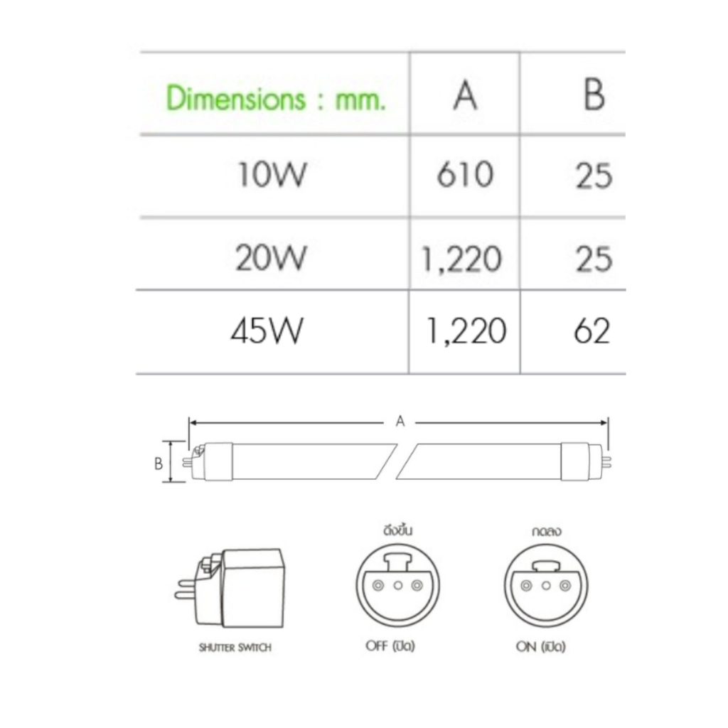 Liton หลอดไฟ LED T8 Double-Ended 10w 20w 45w แสงขาว แสงวอร์ม รุ่น SABER PLUS & PRO พร้อมสวิตข์ ราคา ถูกที่สุด ดีลบีเคเค แกลเลอรีภาพที่ 5