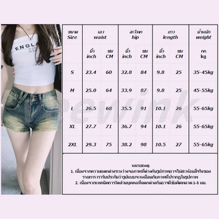 Veewink ส่งจากประเทศไทย กางเกงขาสั้นผ้ายีนส์ย้อนยุคผู้หญิงในฤดูร้อน สาวอเมริกันกางเกงขาสั้นขากว้างเอวสูงทรงตรงทรงเอ