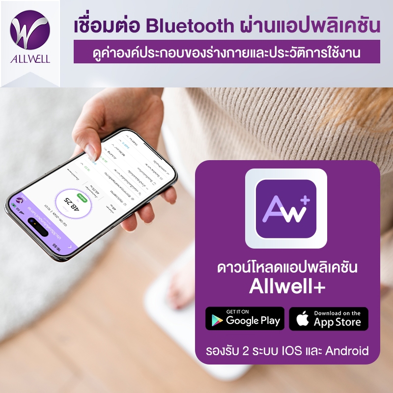 ALLWELL เครื่องชั่งน้ำหนัก วัดไขมันและดัชนีมวลกาย รุ่น JPD-BFS200B - รูปที่ 6