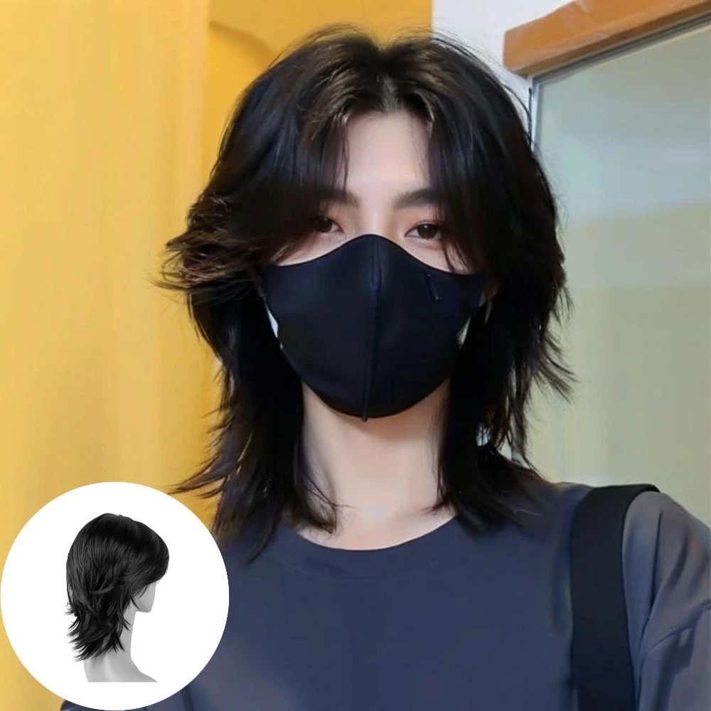 วิกผมสั้น ญี่ปุ่น มัลเล็ตหัว Ins วิกผมหางหมาป่า ผู้ชายและผู้หญิง สามารถสวมใส่วิกผมหัวซามูไร คอสเพลย์ วิกผมเต็มหัว