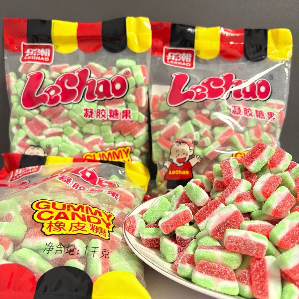 Lechao เยลลี่แตงโม 1กิโลกรัม เปรี้ยวหวาน สดชื่น เคี้ยวหนึบ รูปทรงน่ารัก 🍉