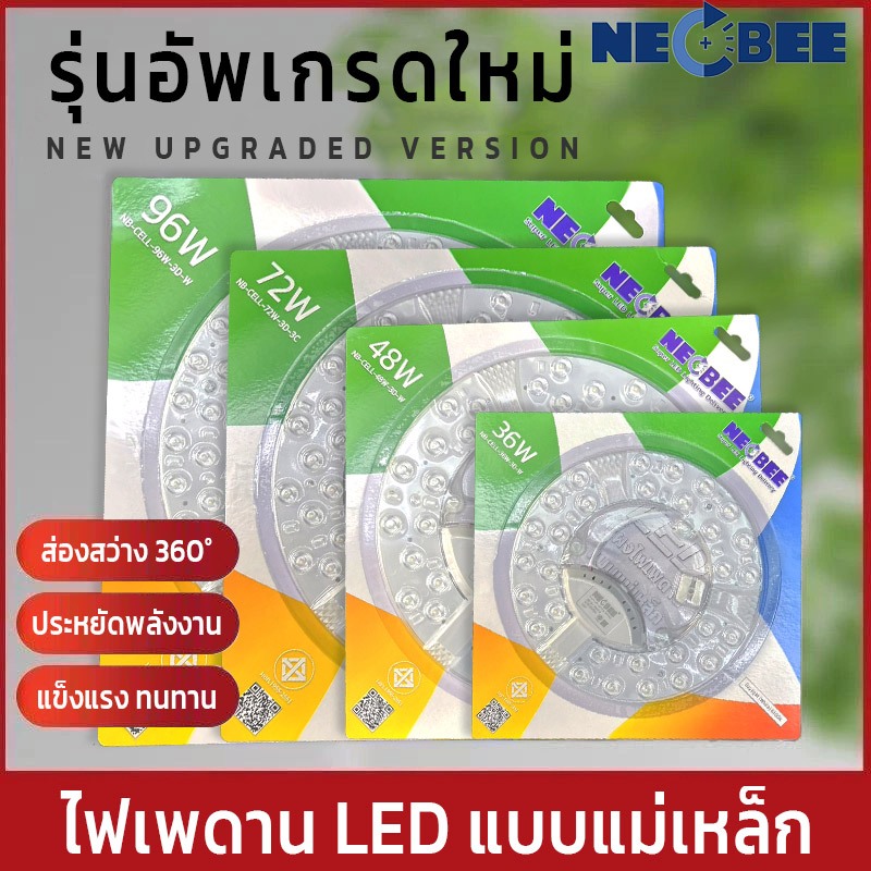 NEOBEE แผงไฟแม่เหล็ก 3แถว3สี แผ่นชิป แผ่นชิพ แผงไฟ ไฟเพดานLED โคมไฟเพดาน 36W/48W/72W/96W แผงไฟพดาน LED กลม
