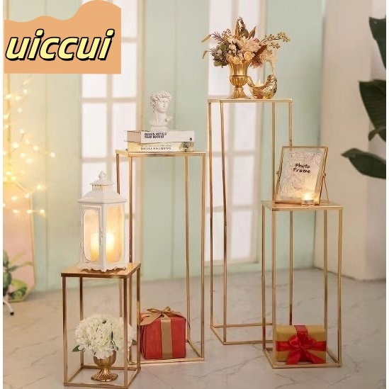 วัสดุเหล็กดัด ขาตั้งเค้กเหล็กดัดทรงกลม ขาตั้งดอกไม้ อุปกรณ์แต่งงาน ของตกแต่งบ้าน ของตกแต่งงานวันเกิด สีทอ จัดส่งจากประเ