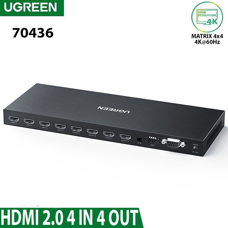 Ugreen 70436 4*4 Matrix 4K 60hz 2.0 HDMI Switcher & Splitter Metal Case 4 in 4 out CM289