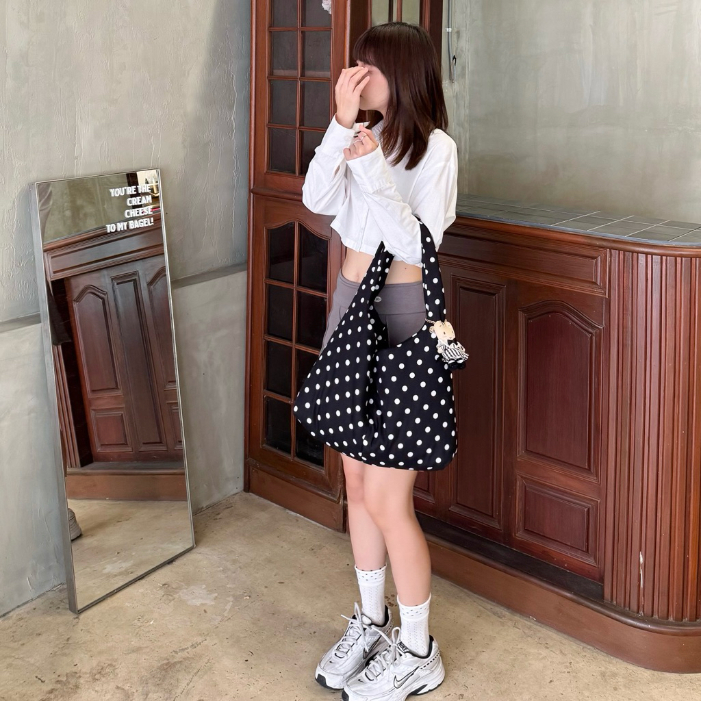 Himawari Baggu Midnight Polka Dot Butter Bag