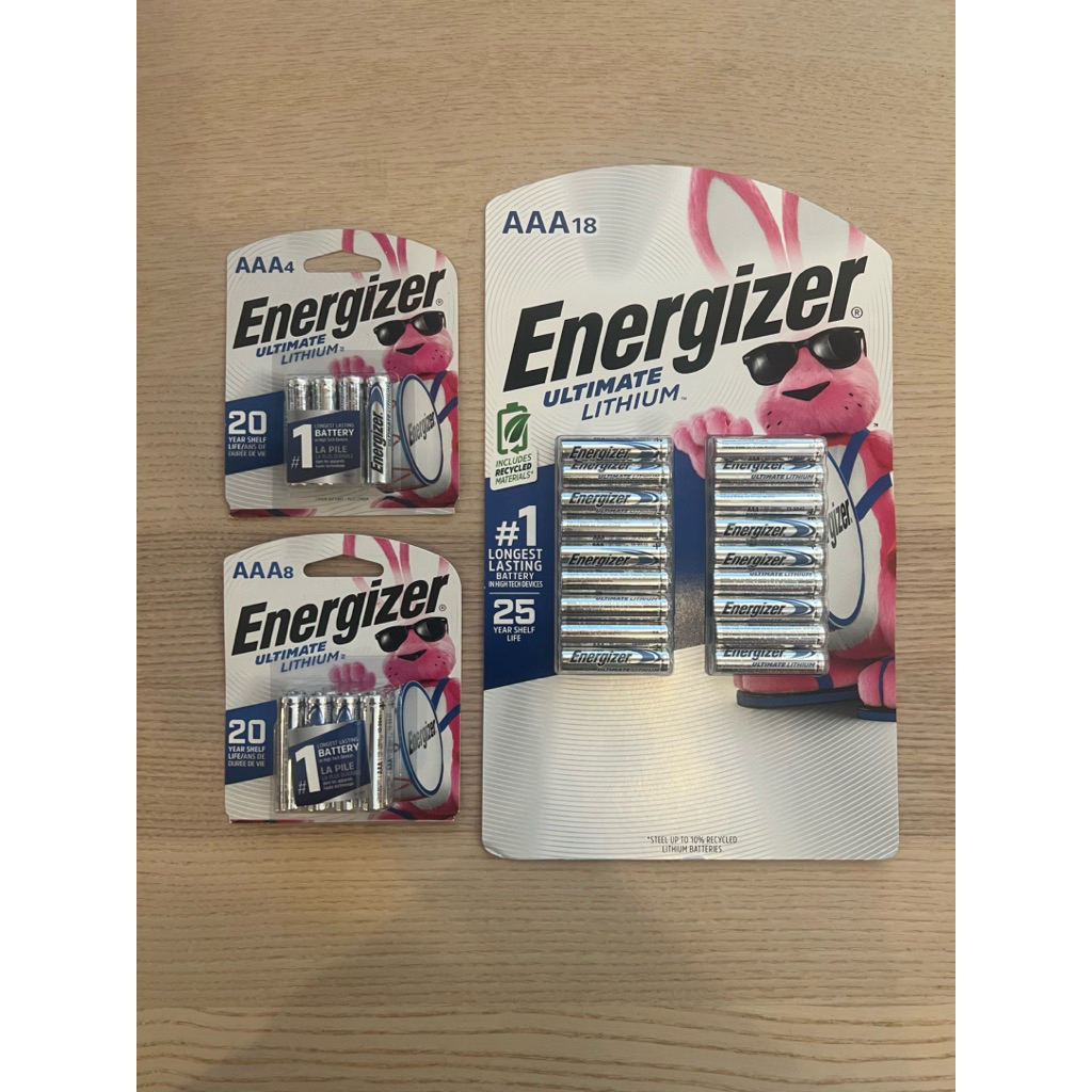 Energizer Lithium AAA (Ultimate Lithium), 4-Pack or 8-Pack or 18-Pack, 1.5V, 1250 Mah, Best Before 2041-2050 (New)