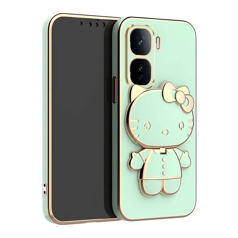 เคส สำหรับ infinix Smart 10 10Plus POP10 คิตตี้ กระจก ขาตั้ง หมุนได้ 360 องศา ฝาหลัง แบบนิ่ม น่ารัก KKK