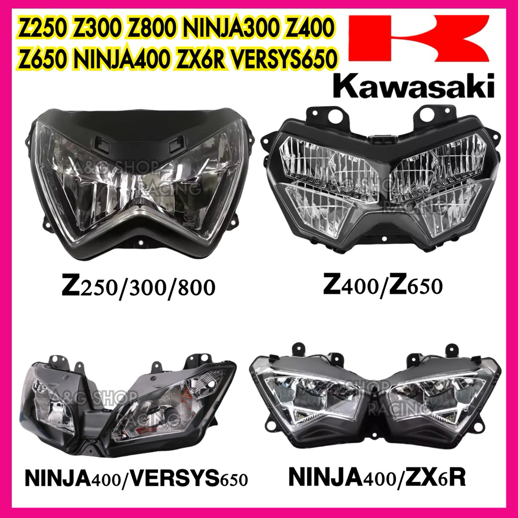 โคมไฟหน้าตรงรุ่น Z250,Z300,Z800,Ninja300,Ninja400,Z400,Zx6r