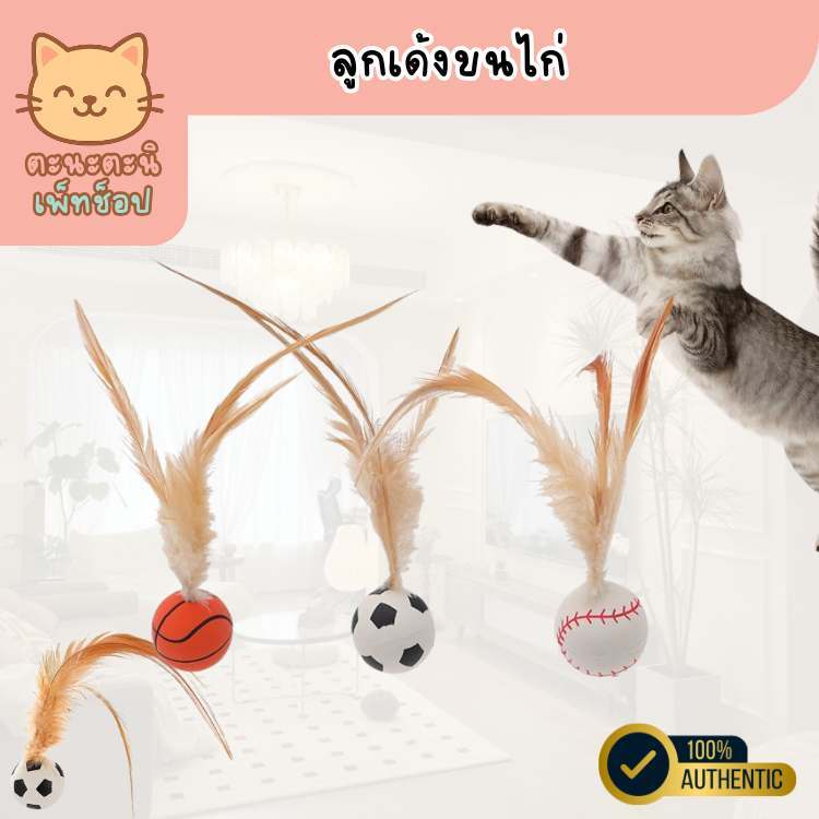 ลูกเด้งแมวขนนก ลูกบอลแมว [ส่งไวจากไทย]