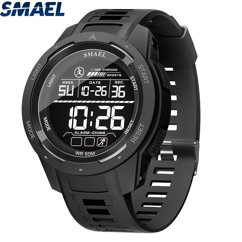 SMAEL 8105 ผู้ชายกันน้ำมัลติฟังก์ชั่กีฬานาฬิกา TPU สายคล้องคอ LED แสดงปฏิทินสัปดาห์นาฬิกาอิเล็กทรอนิ