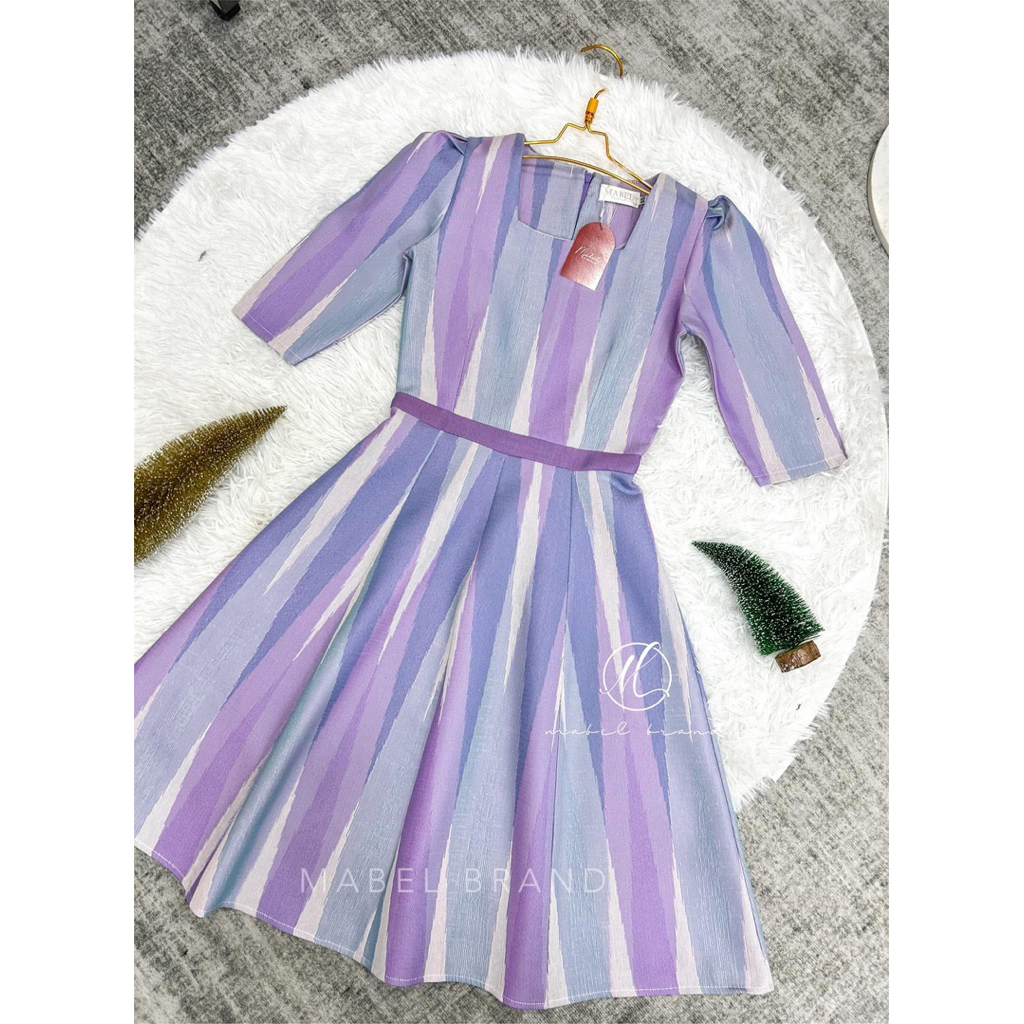 ส่งต่อชุดผ้าไทยสีม่วงS mabel ลายน้ำไหล