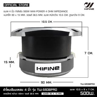 HIFINE รวมทวิตเตอร์แหลมใหญ่4นิ้ววอยส์ไทเทเนี่ยมเสียงพุ่งไกลจัดจ้านแหลมนรกใหญ่SUPERTWEETERราคาต่อ1ดอก