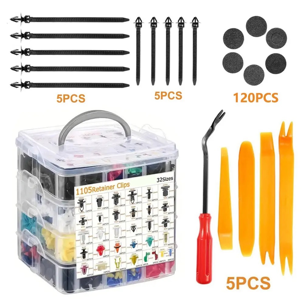 หมุดกิ๊บล็อคกันชน หมุดพลาสติก หมุดยึดพลาสติก 16 ขนาด 100-625 ชิ้น ใช้ได้กับรถหลากหลายแบรน์ หมุดพลาสติกรถยนต์