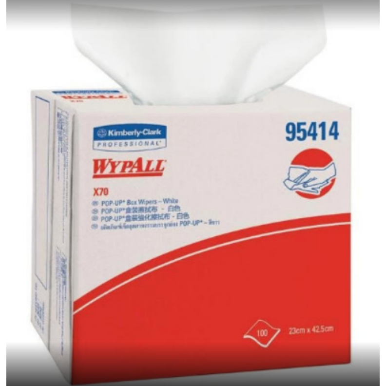 กระดาษเช็ดอุตสาหกรรม สีขาว บรรจุ 100 แผ่น WYPALL  X70 95414