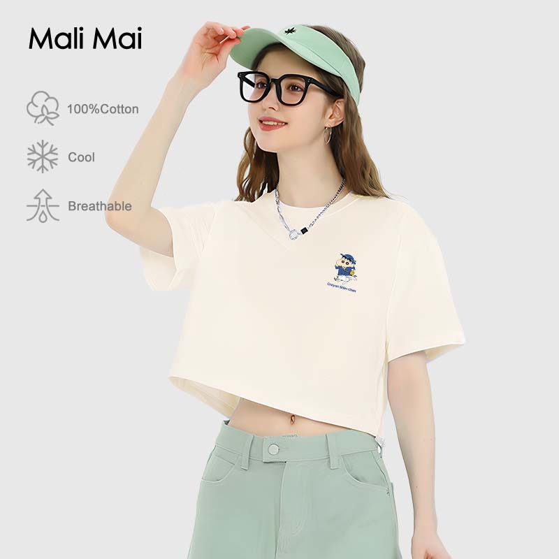 เสื้อยืดทรง crop เสื้อเอวลอย 100%cotton ยืดแต่ไม่ย้วย ทรง oversize เสื้อเอวลอย (ส่งเร็ว จัดส่งจากไทย)