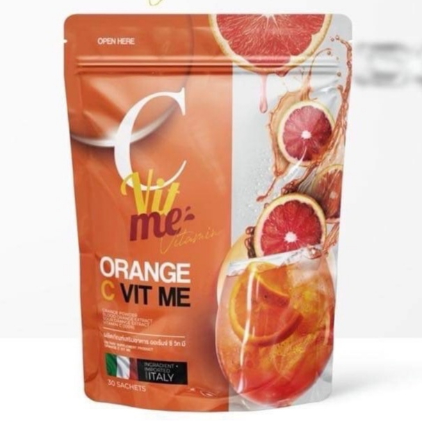 ORANGE C VIT ME ผลิตภัณฑ์เสริมอาหาร ออเร้นจ์ ซี วิท มี ** แบบถุง 1 ห่อ มี 30 ซอง