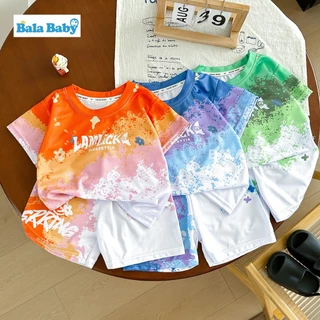 ใหม่ ชุดเซ็ตเด็กผู้ชาย 2 ชิ้น เสื้อ+กางเกงขาสั้น สีสดใส เหมาะสำหรับฤดูร้อน ผ้านิ่ม ระบายอากาศ DXT79