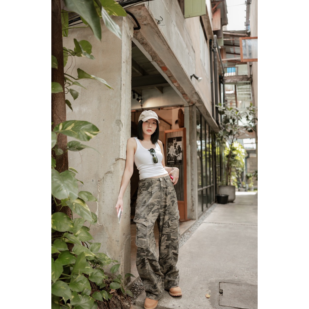 (พร้อมส่ง) กางเกงทรงแบ็คกี้คาร์โก้รุ่น 61225 TAG FSY🇰🇷 - รูปที่ 4