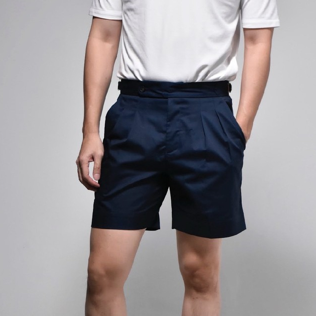 era-won กางเกงขาสั้น รุ่น Double belts Classic Shorts (V2) สี Navy Blue seven
