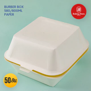 Baking barn (50ชิ้น) กล่องเบอร์เกอร์กระดาษสี่เหลี่ยม ฝาพับ กล่องอาหารกระดาษ