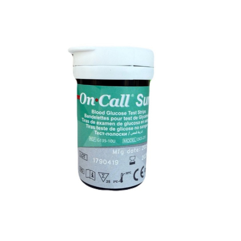 on call แผ่นตรวจน้ำตาล on call sure 25 test แบ่งขายเป็นขวด ของแท้100% จากเยอรมัน