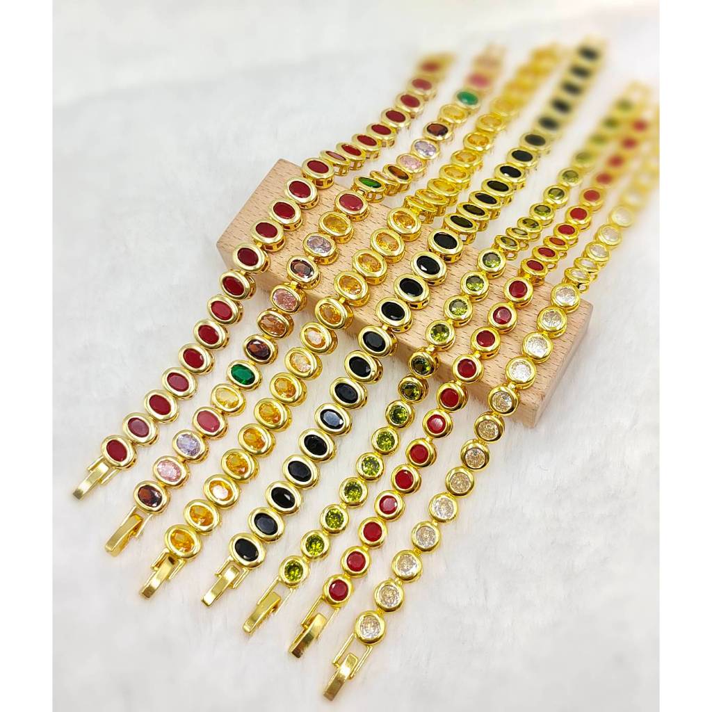 K5 สร้อยข้อมือพลอยสีๆ พลอยนพเก้า ความยาว 18 CM