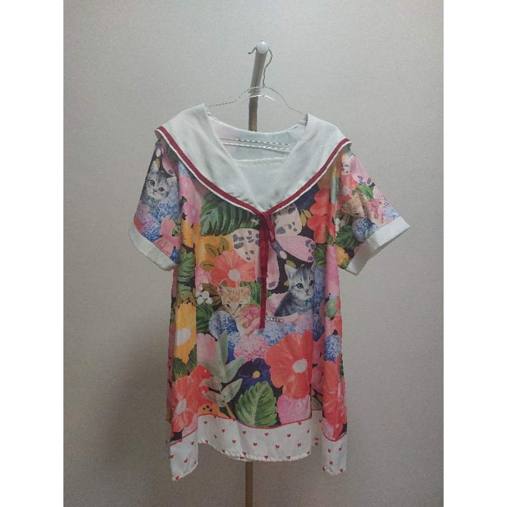 เดรสคอปกทหารเรือลายดอก งานป้าย SILLA THAILAND