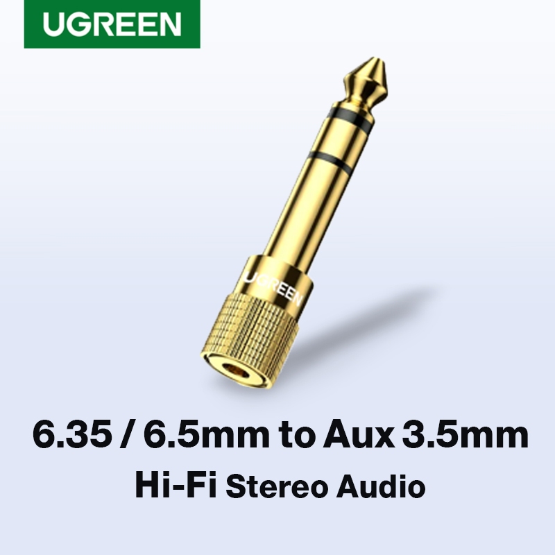 UGREEN รุ่น 20503 อะแดปเตอร์ หัวเเจ็ค 6.35mm แปลงเป็น 3.5mm ชุปทอง24k Original สำหรับหูฟัง และเฮดโฟน (1ชิ้น)